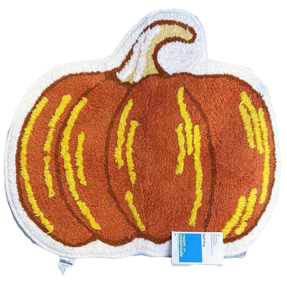 Room Essentials Pumpkin Bath Mat Non Slip Fall Halloween Bathroom Decor - NWT